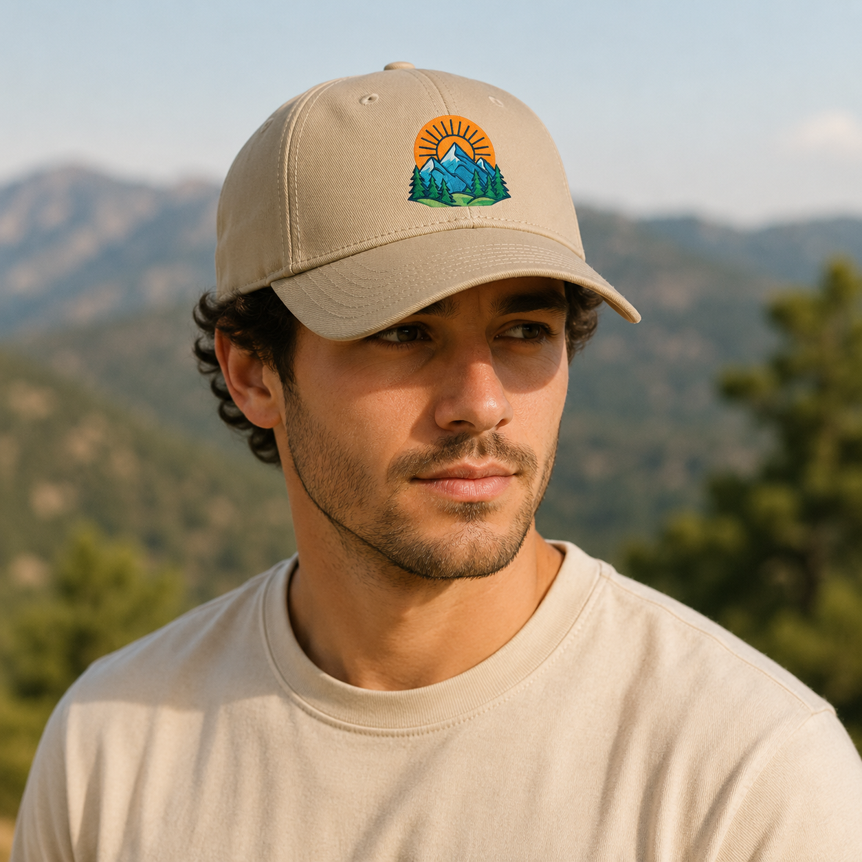 Mountain Sunrise Cap — Outdoor Adventure Icon Hat