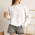 Minimalist White Crewneck Sweatshirt — Tiny Center Text Design